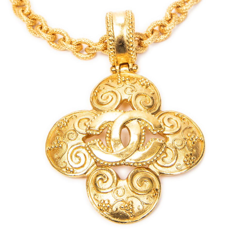 Necklace CC Clover Pendant Necklace Gold Gold Plated