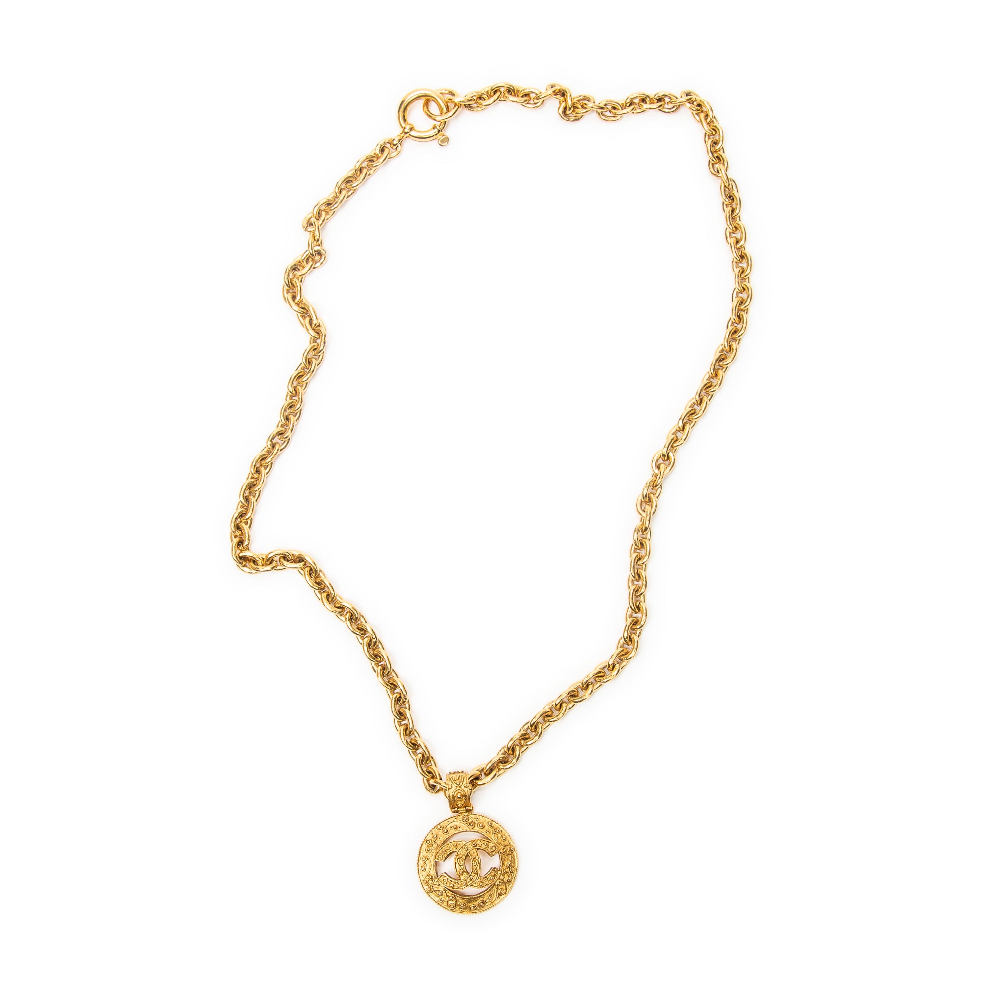 Necklace CC Medallion Pendant Necklace Gold Gold Plated