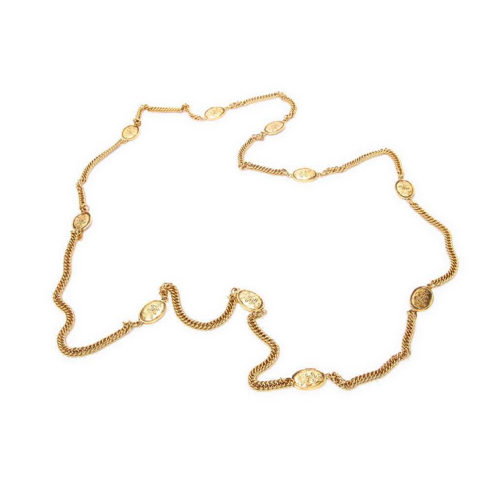 Necklace CC Crown Medallion Necklace Gold Gold Plated
