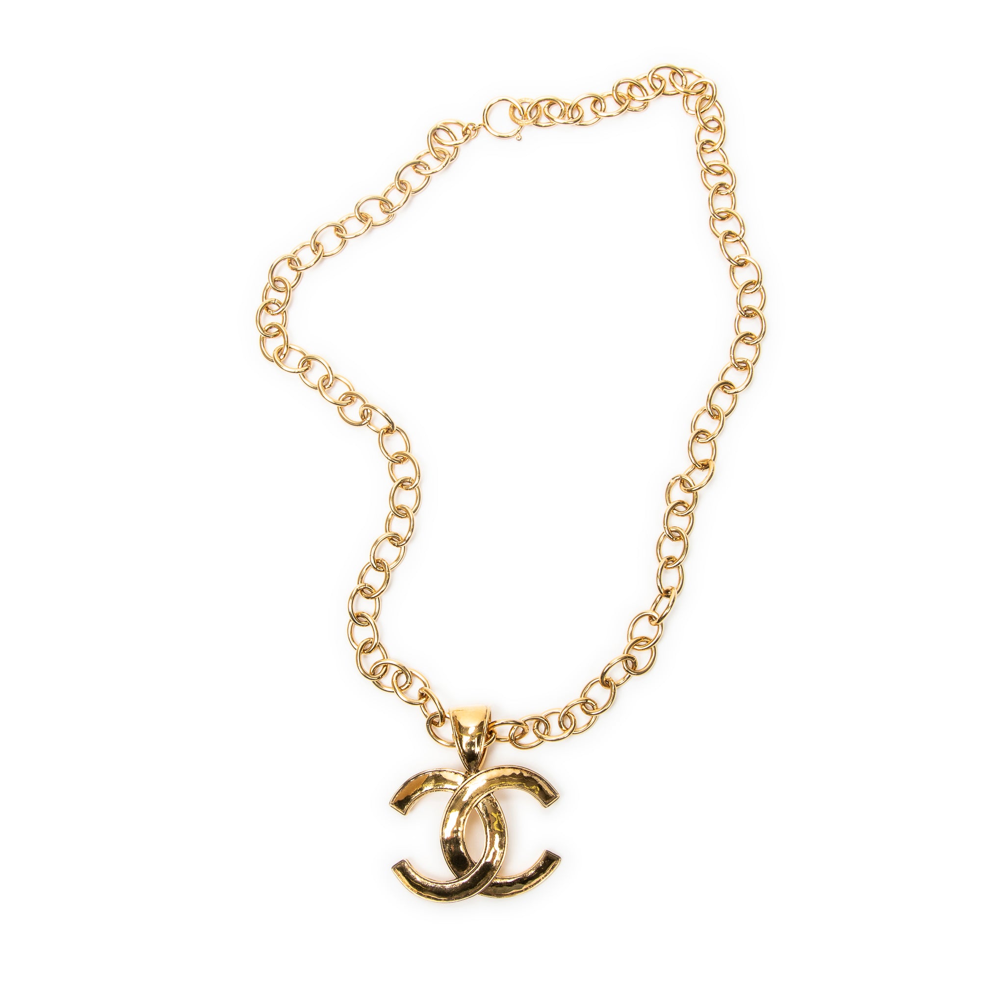 Necklace Large CC Pendant Necklace Gold Gold Plated