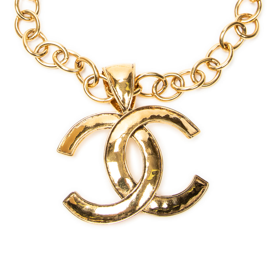 Necklace Large CC Pendant Necklace Gold Gold Plated