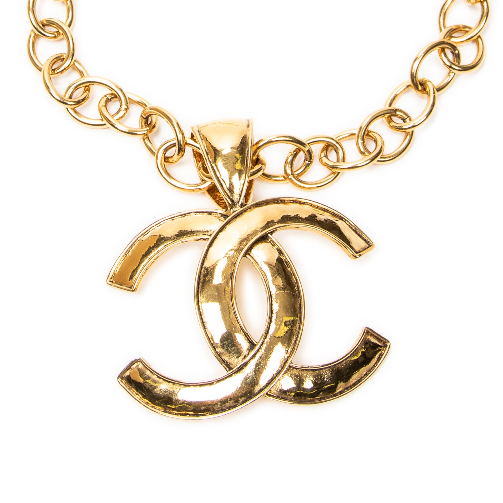 Necklace Large CC Pendant Necklace Gold Gold Plated