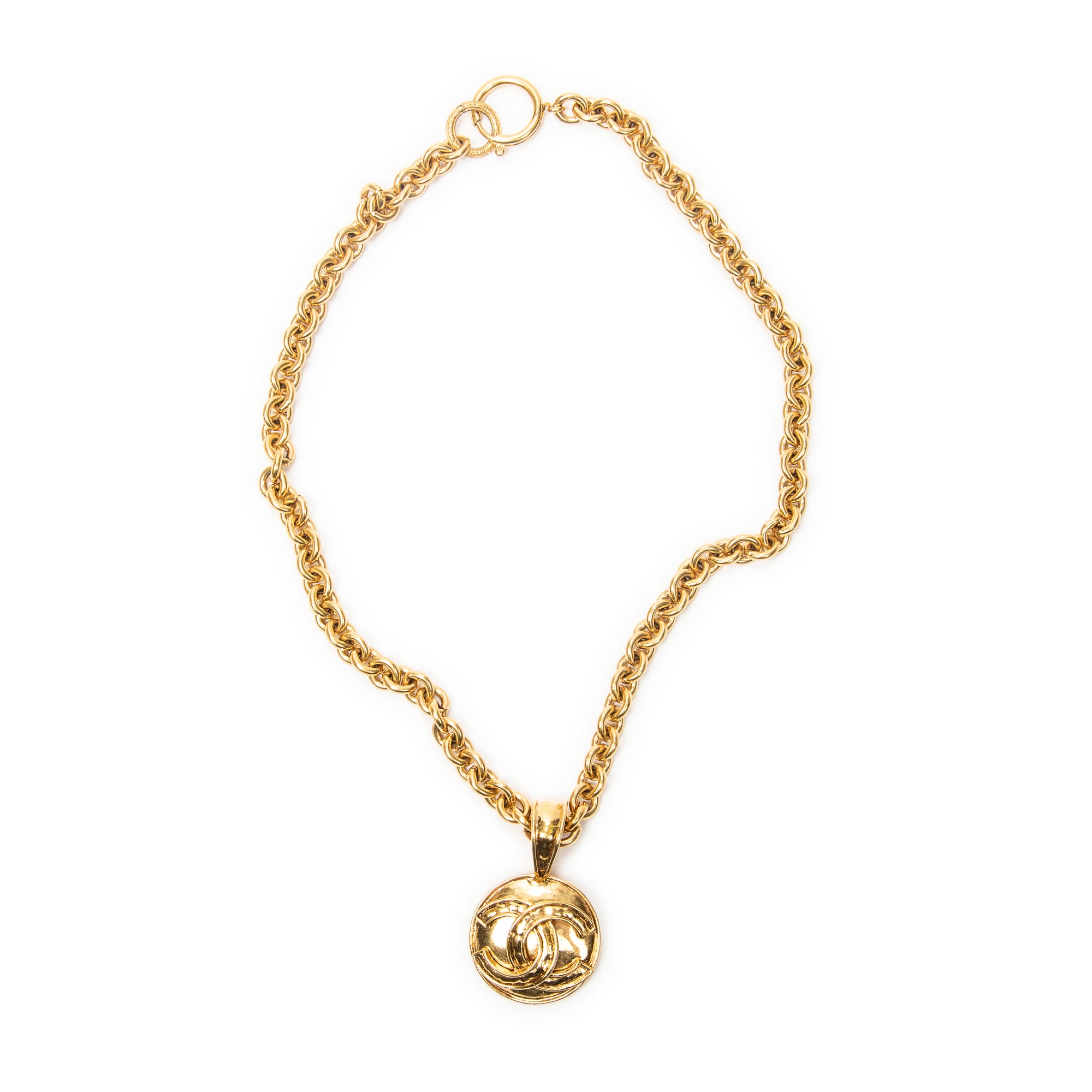 Necklace CC Round Pendant Necklace Gold Gold Plated