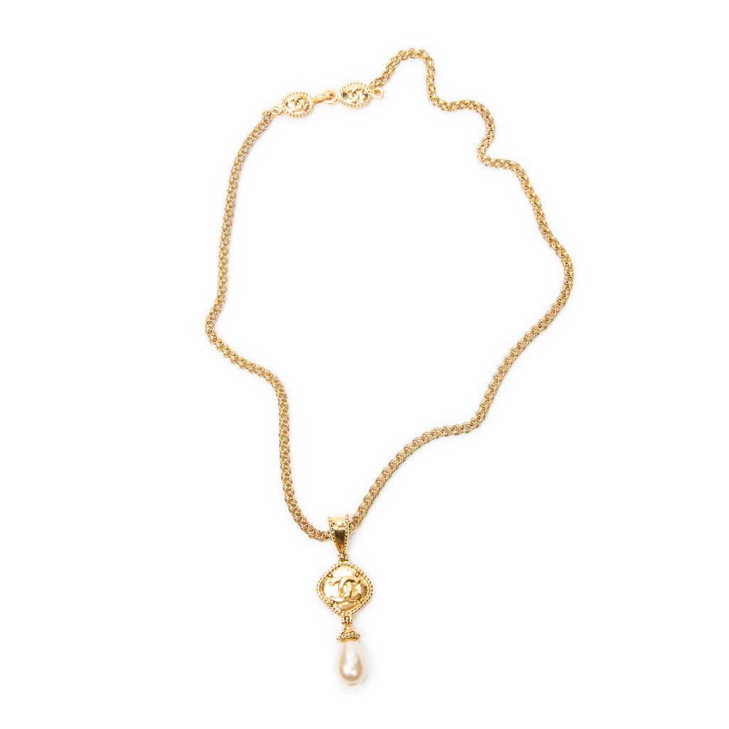 Necklace CC Faux Pearl Pendant Necklace Gold Gold Plated