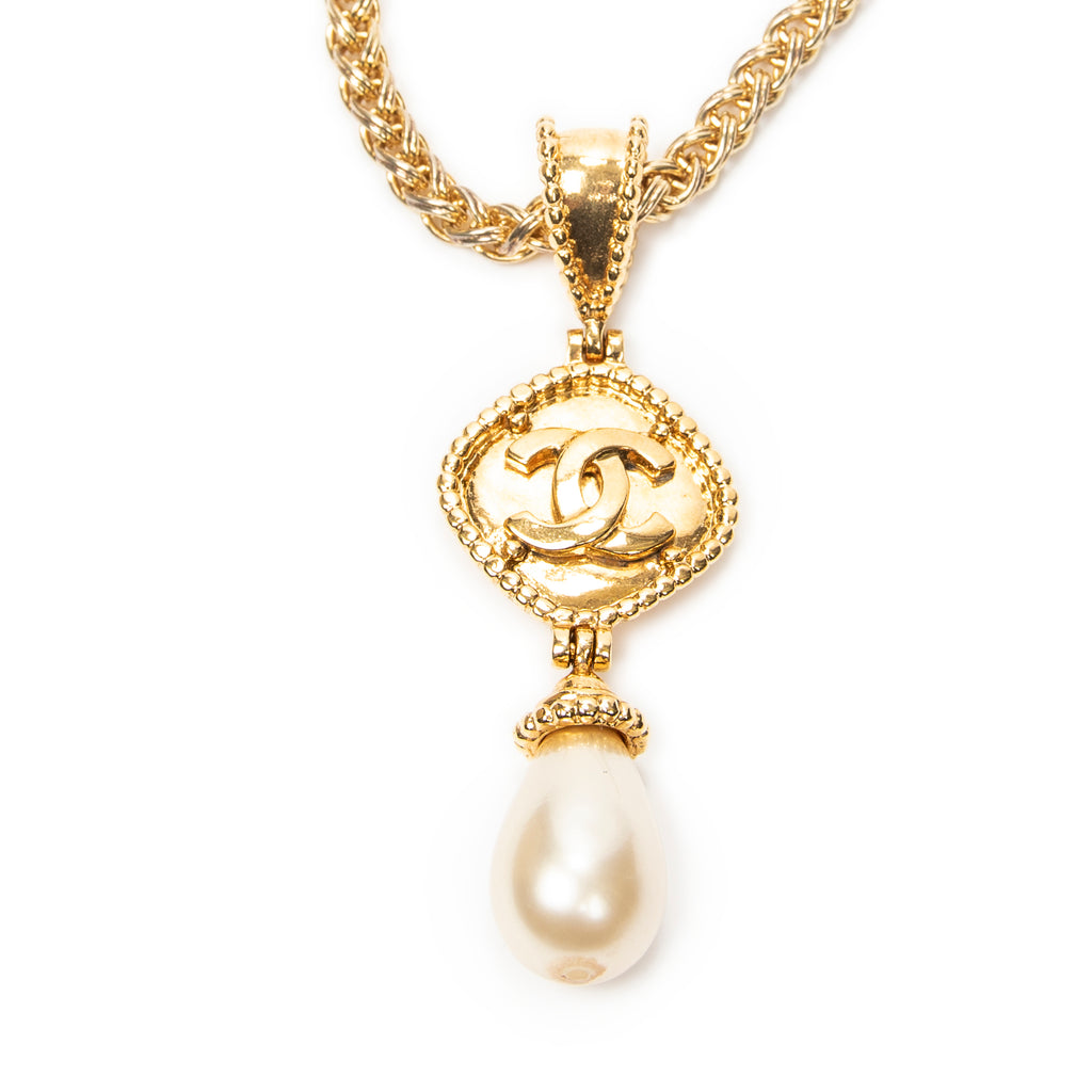 Necklace CC Faux Pearl Pendant Necklace Gold Gold Plated