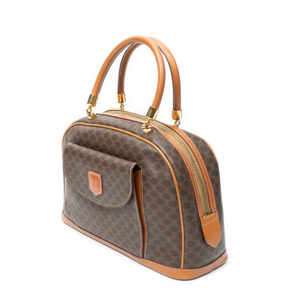 Handbag Vintage Front Pocket Dome Bag Brown Macadam Coated Canvas