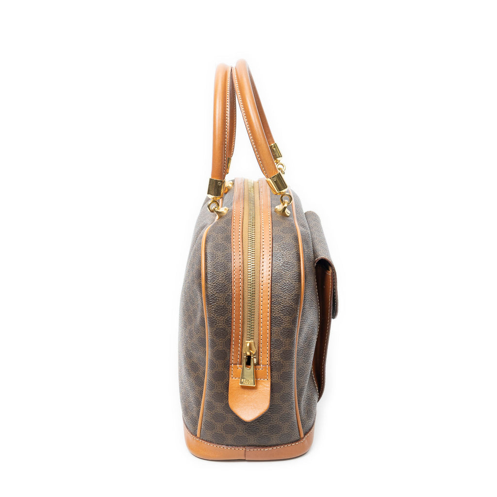 Handbag Vintage Front Pocket Dome Bag Brown Macadam Coated Canvas