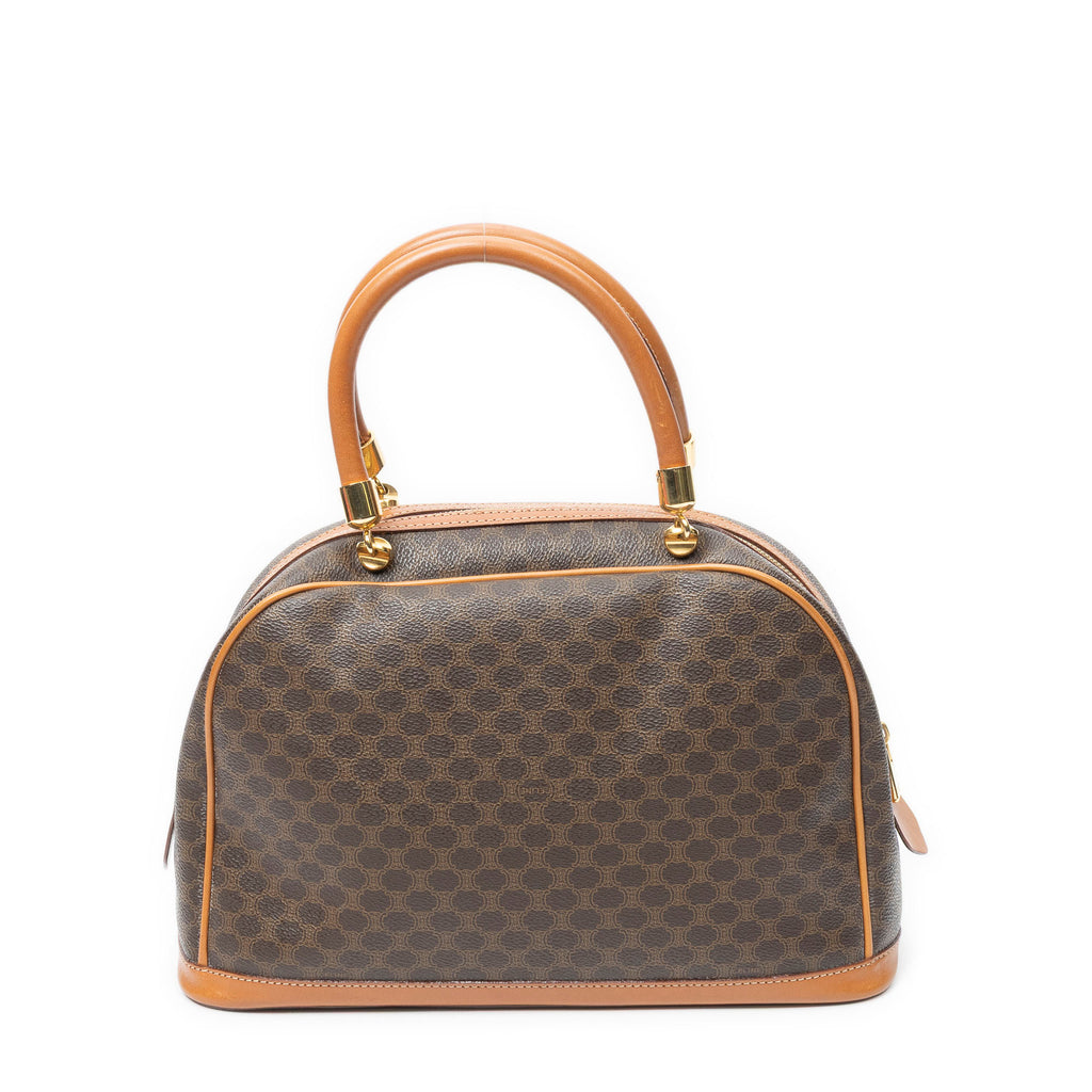 Handbag Vintage Front Pocket Dome Bag Brown Macadam Coated Canvas