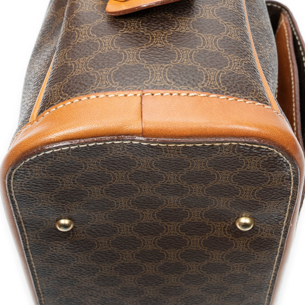 Handbag Vintage Front Pocket Dome Bag Brown Macadam Coated Canvas