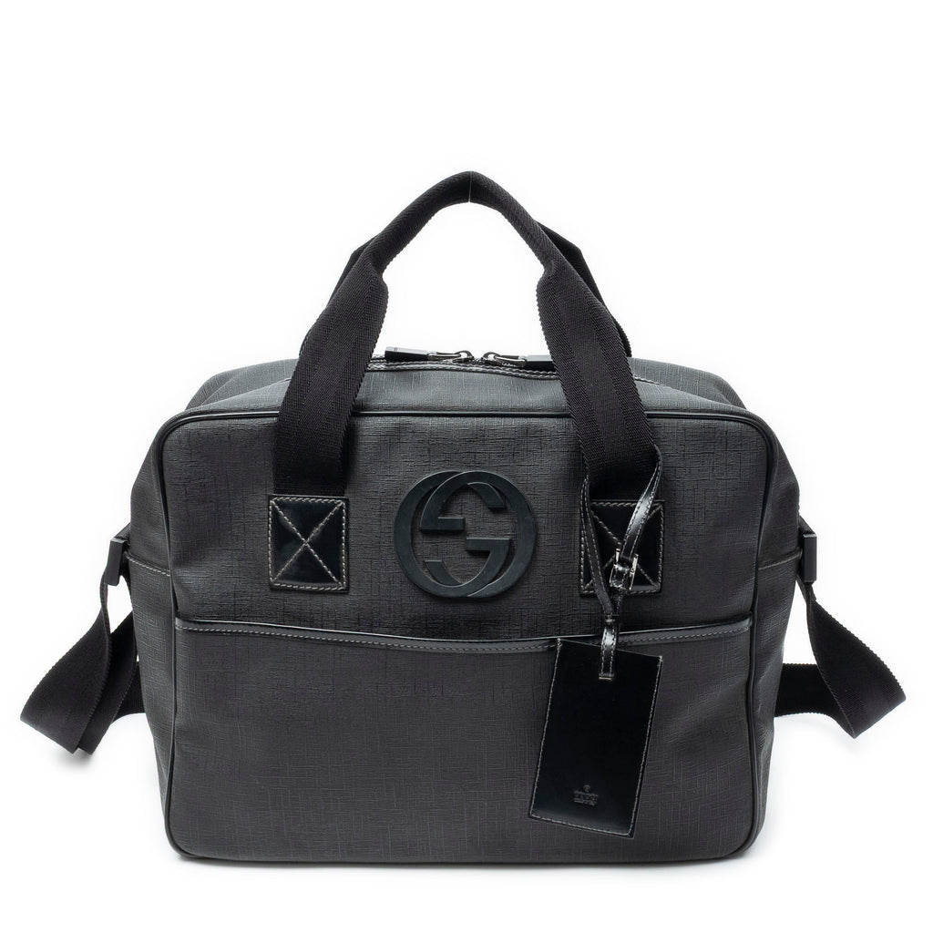 Shoulder Bag Interlocking G Briefcase Bag Black Coated Canvas