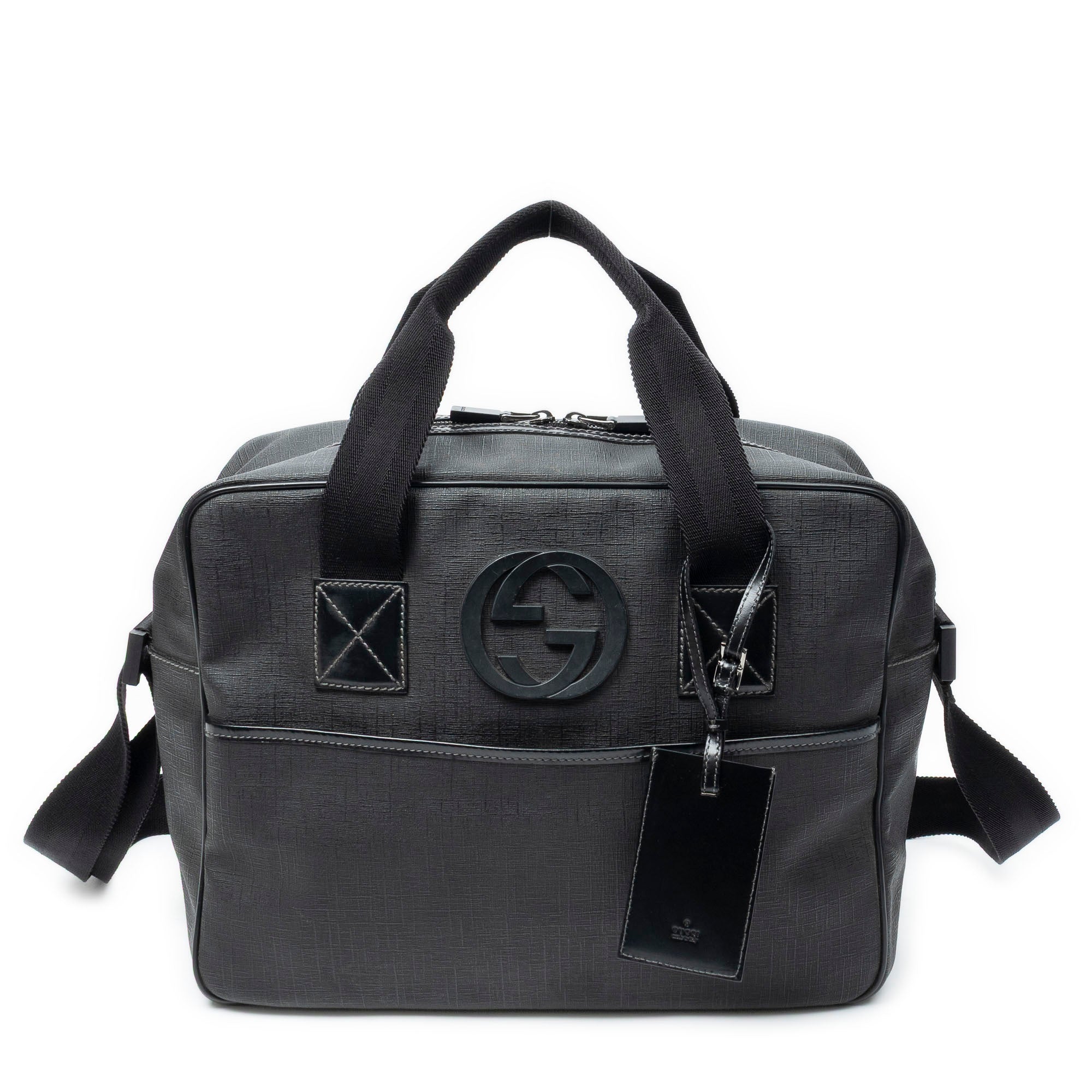 Shoulder Bag Interlocking G Briefcase Bag Black Coated Canvas