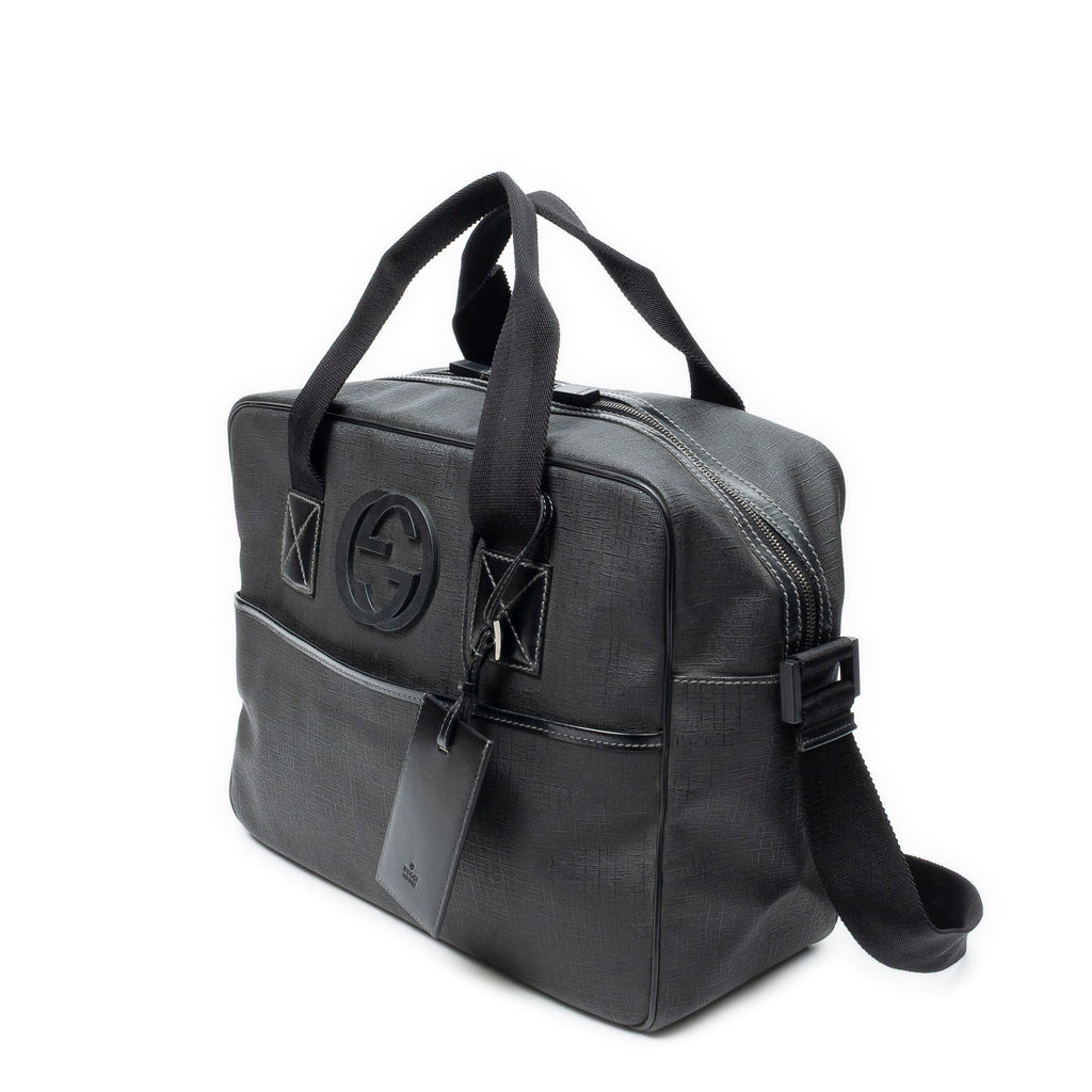 Shoulder Bag Interlocking G Briefcase Bag Black Coated Canvas