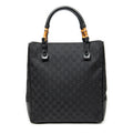 Shoulder Bag Bamboo Tote Black Monogrammed Canvas