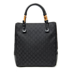 Shoulder Bag Bamboo Tote Black Monogrammed Canvas