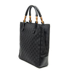 Shoulder Bag Bamboo Tote Black Monogrammed Canvas