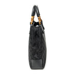 Shoulder Bag Bamboo Tote Black Monogrammed Canvas