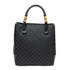 Shoulder Bag Bamboo Tote Black Monogrammed Canvas