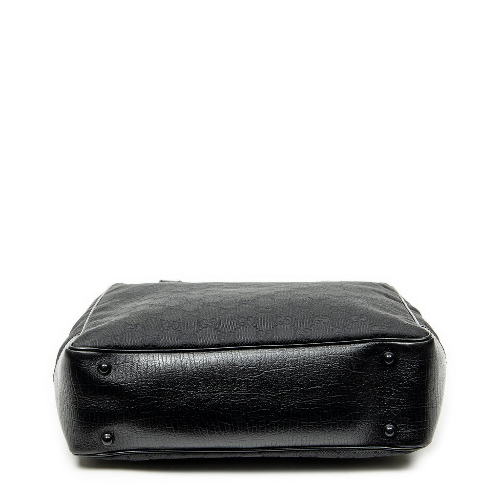 Shoulder Bag Bamboo Tote Black Monogrammed Canvas