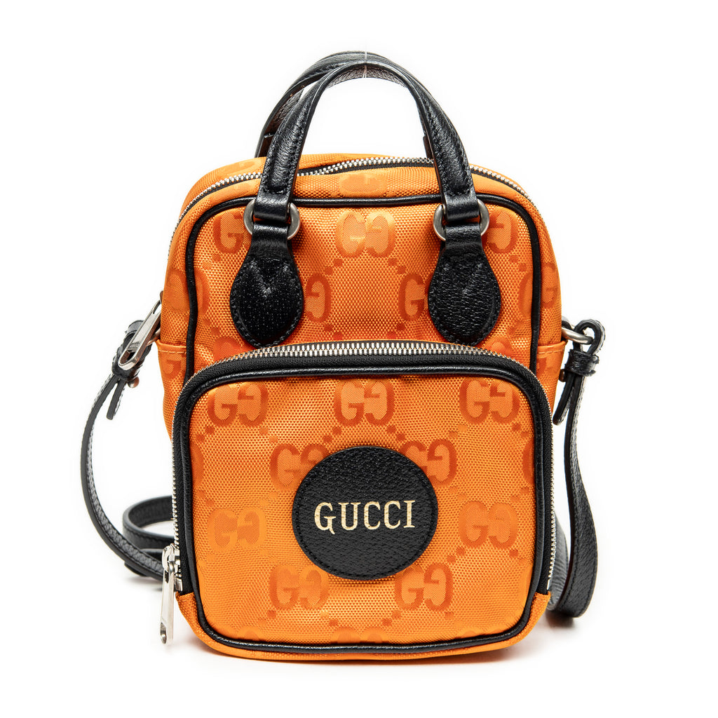 Shoulder Bag Small Messenger Crossbody Orange Monogrammed Nylon Canvas