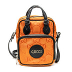 Shoulder Bag Small Messenger Crossbody Orange Monogrammed Nylon Canvas