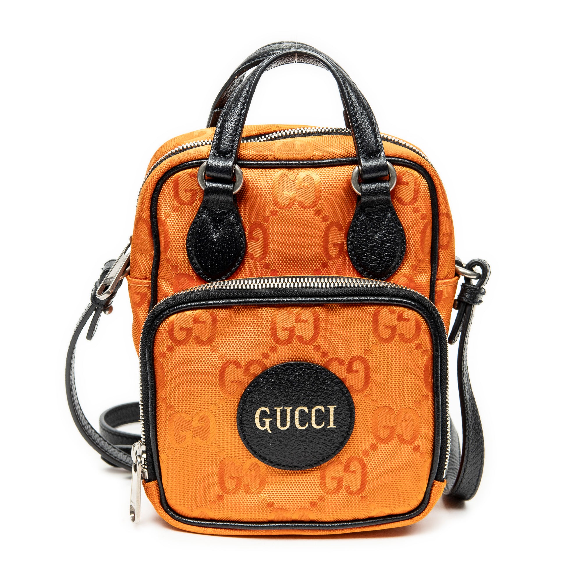 Shoulder Bag Small Messenger Crossbody Orange Monogrammed Nylon Canvas