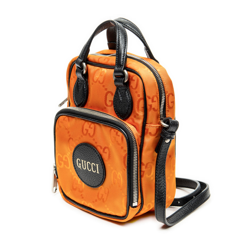 Shoulder Bag Small Messenger Crossbody Orange Monogrammed Nylon Canvas