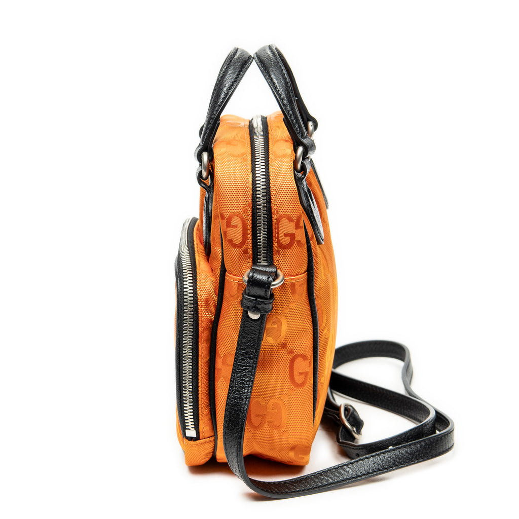 Shoulder Bag Small Messenger Crossbody Orange Monogrammed Nylon Canvas