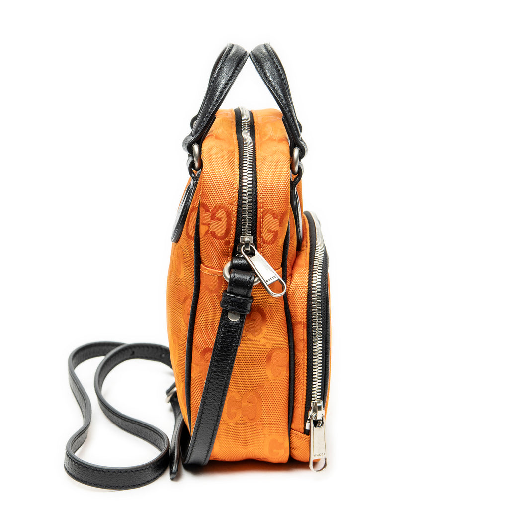 Shoulder Bag Small Messenger Crossbody Orange Monogrammed Nylon Canvas