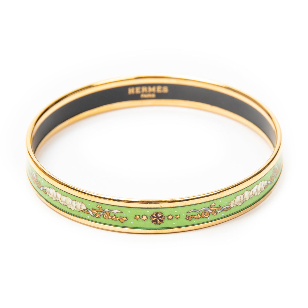 Bracelet Enamel Bangle PM Green Gold Plated