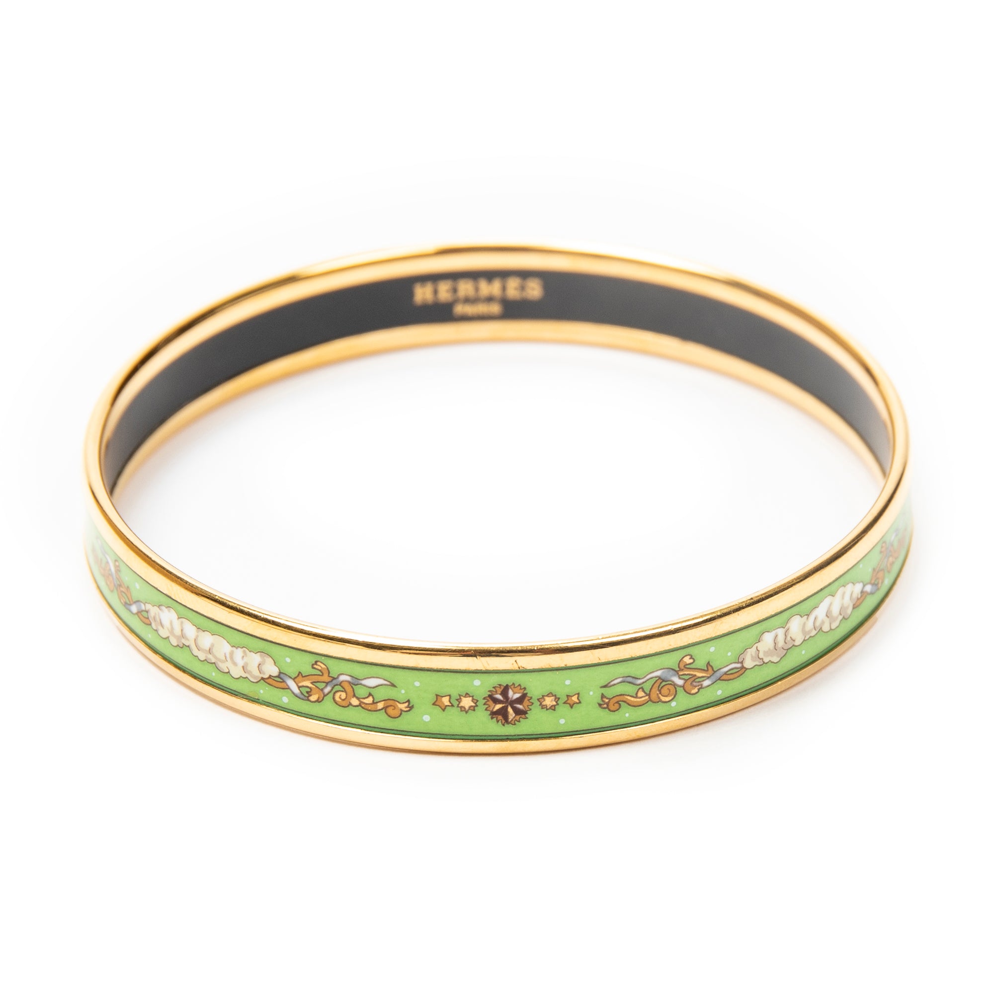 Bracelet Enamel Bangle PM Green Gold Plated