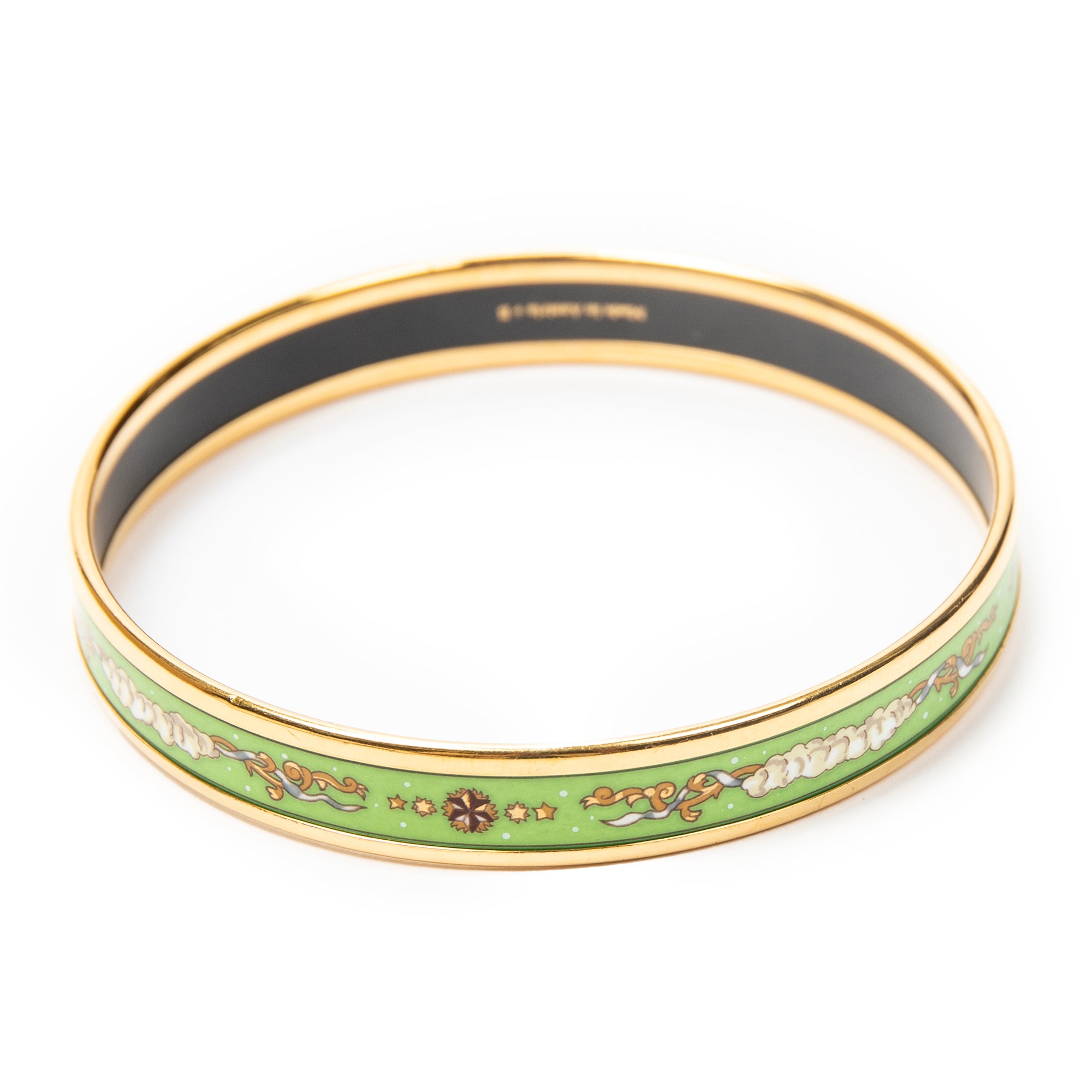 Bracelet Enamel Bangle PM Green Gold Plated