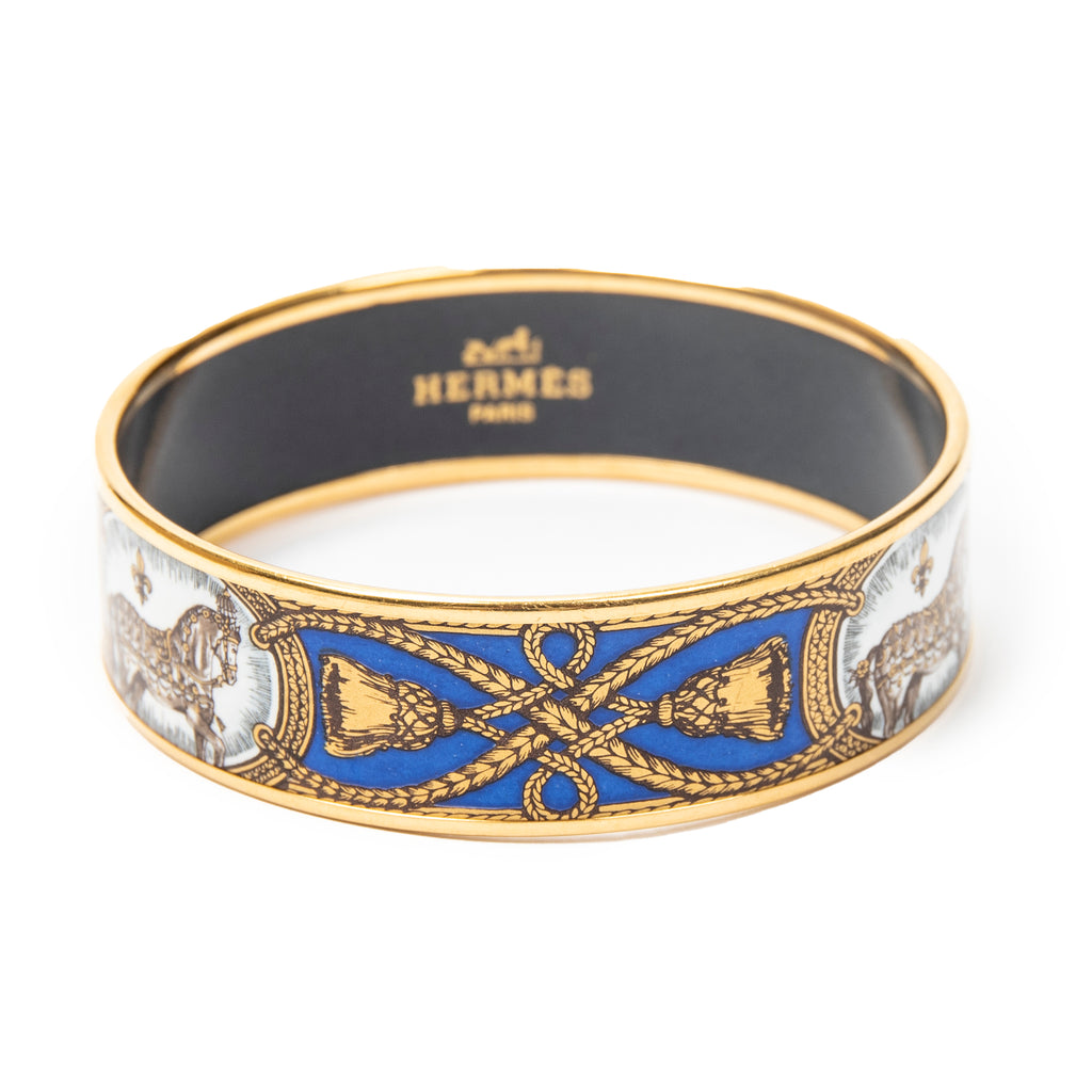 Bracelet Enamel Bangle MM Blue Gold Plated