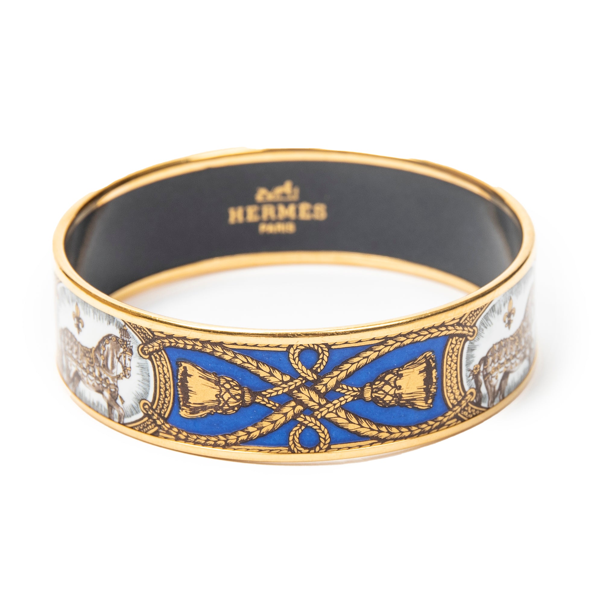 Bracelet Enamel Bangle MM Blue Gold Plated