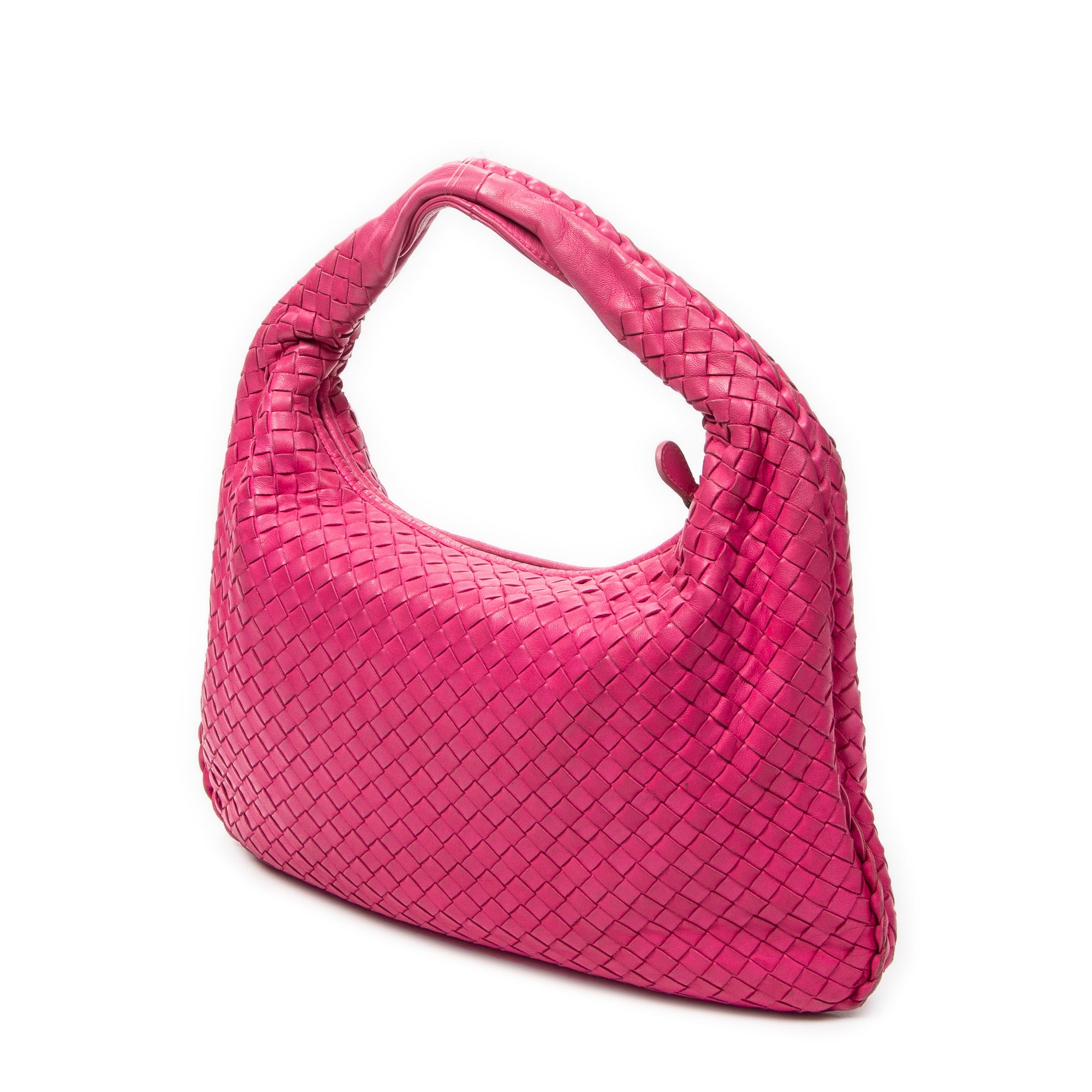 Shoulder Bag Veneta Hobo Fuchsia Pink Intrecciato Leather