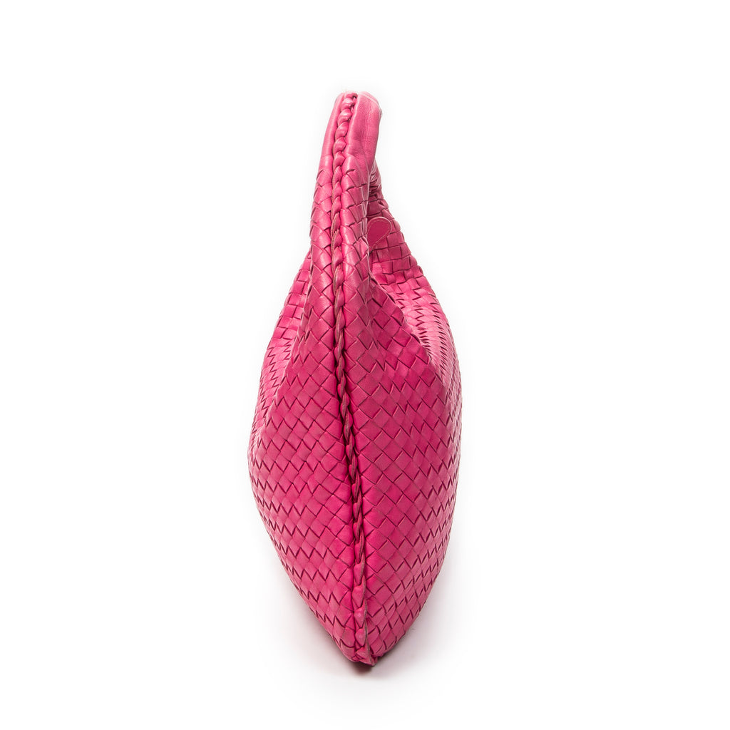 Shoulder Bag Veneta Hobo Fuchsia Pink Intrecciato Leather