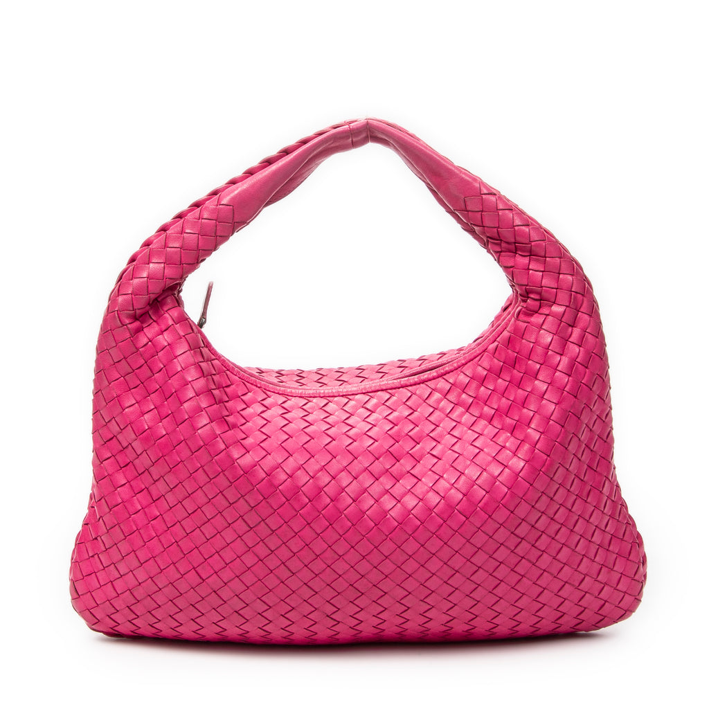 Shoulder Bag Veneta Hobo Fuchsia Pink Intrecciato Leather