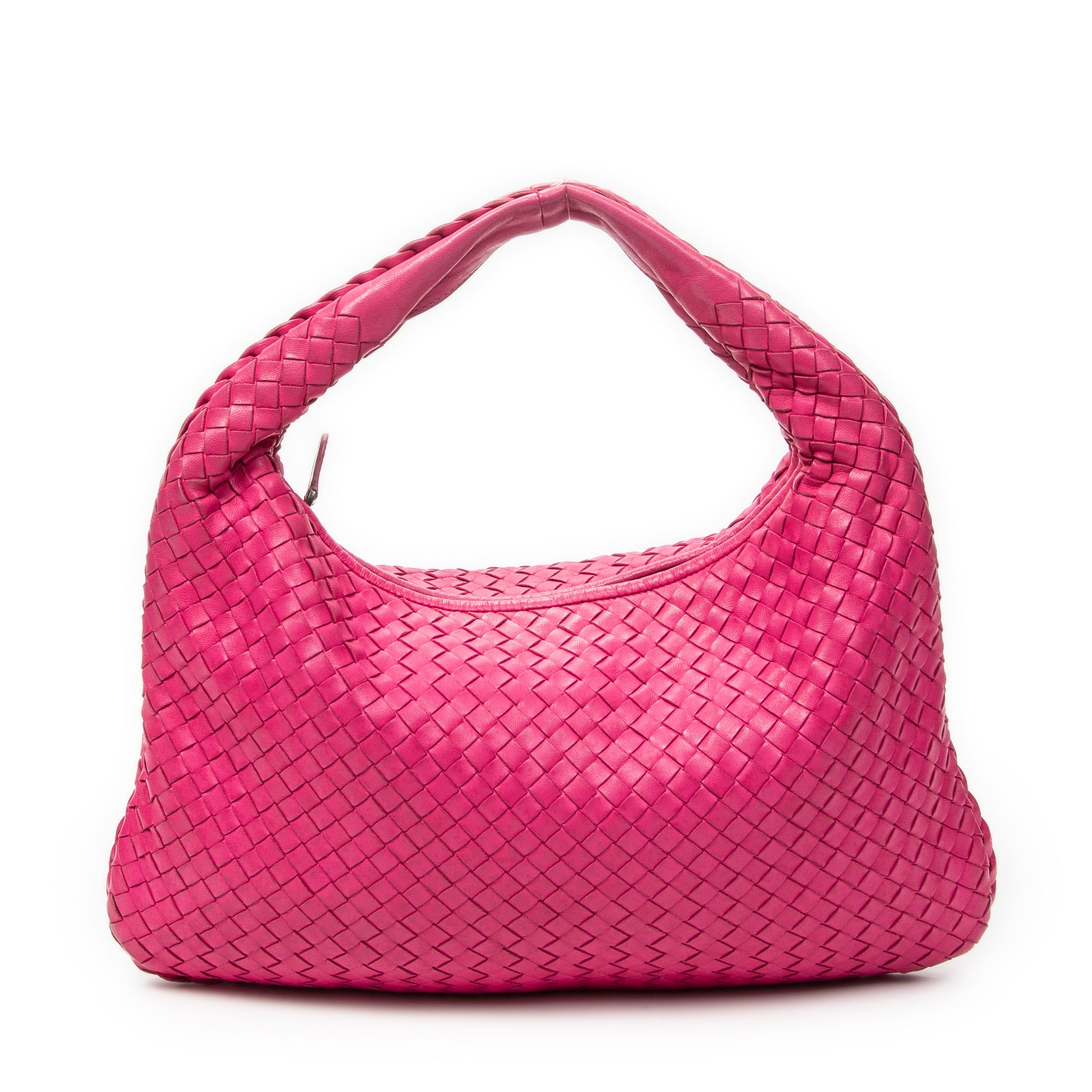 Shoulder Bag Veneta Hobo Fuchsia Pink Intrecciato Leather