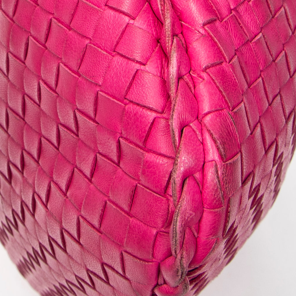 Shoulder Bag Veneta Hobo Fuchsia Pink Intrecciato Leather