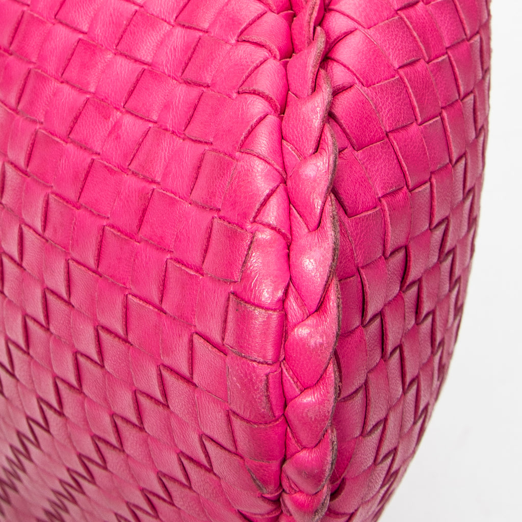 Shoulder Bag Veneta Hobo Fuchsia Pink Intrecciato Leather