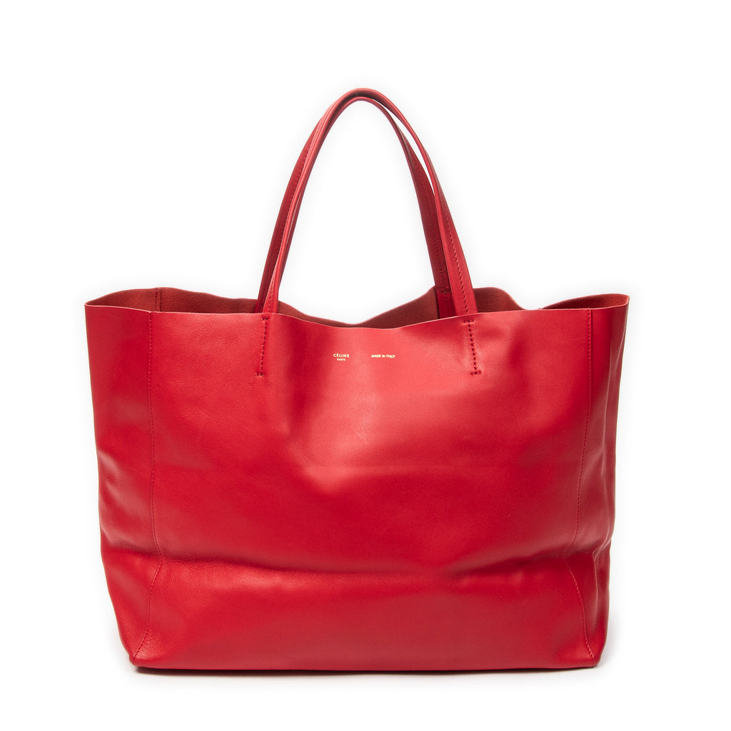 Shoulder Bag Horizontal Cabas Red Calfskin Leather