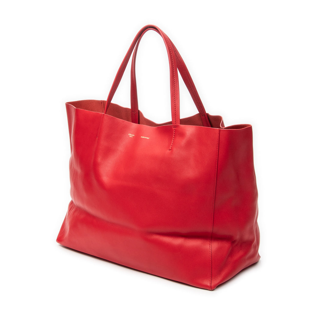 Shoulder Bag Horizontal Cabas Red Calfskin Leather