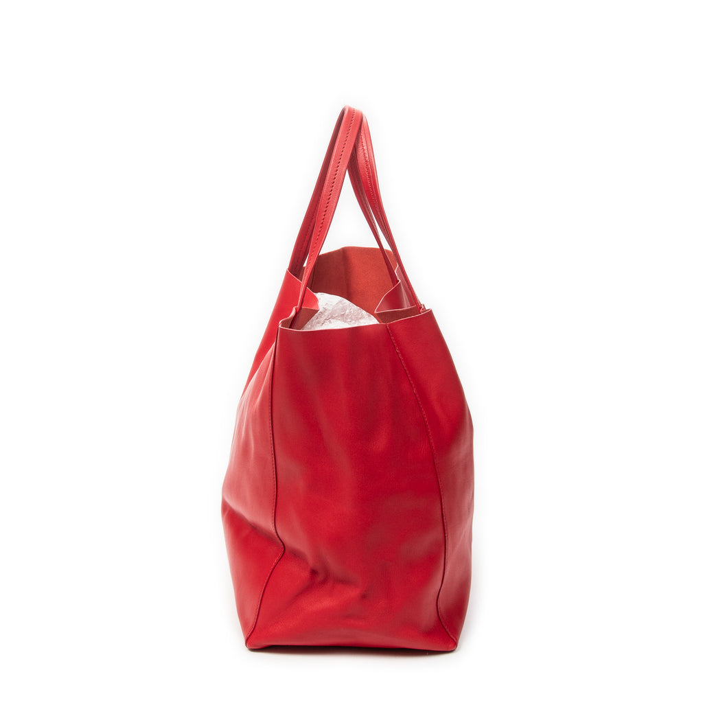 Shoulder Bag Horizontal Cabas Red Calfskin Leather