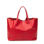 Shoulder Bag Horizontal Cabas Red Calfskin Leather