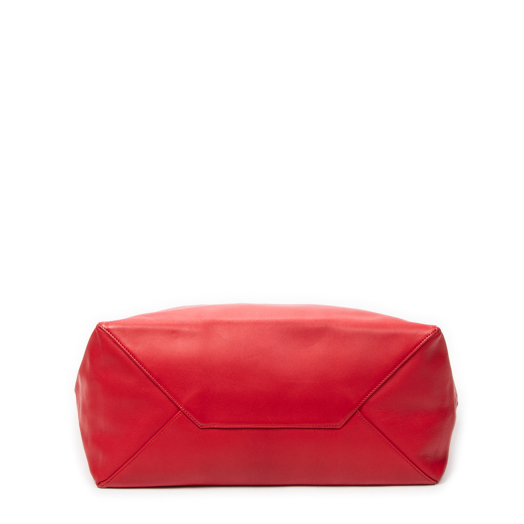 Shoulder Bag Horizontal Cabas Red Calfskin Leather