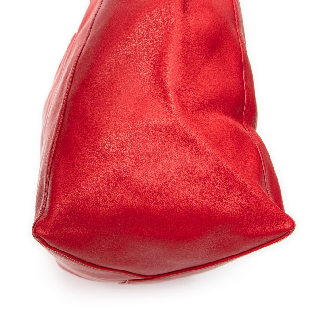 Shoulder Bag Horizontal Cabas Red Calfskin Leather