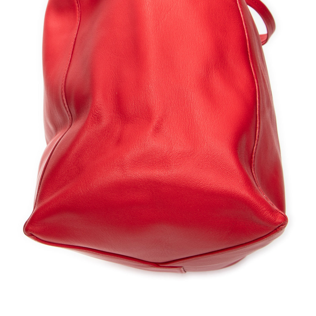 Shoulder Bag Horizontal Cabas Red Calfskin Leather
