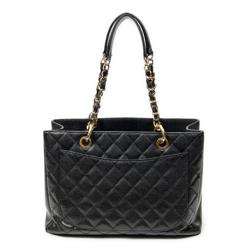 Shoulder Bag Grand Shopping Tote Black Quilted Caviar Leather