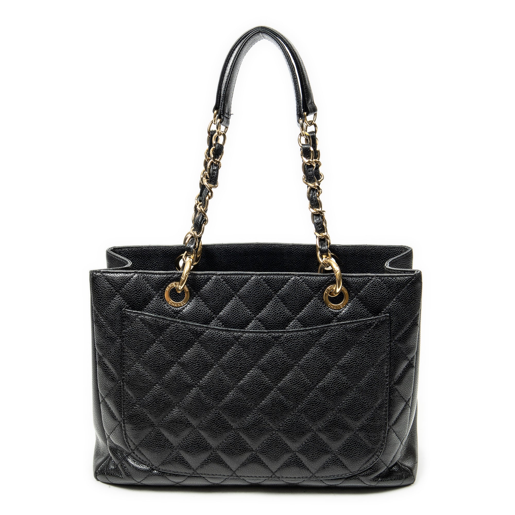 Shoulder Bag Grand Shopping Tote Black Quilted Caviar Leather