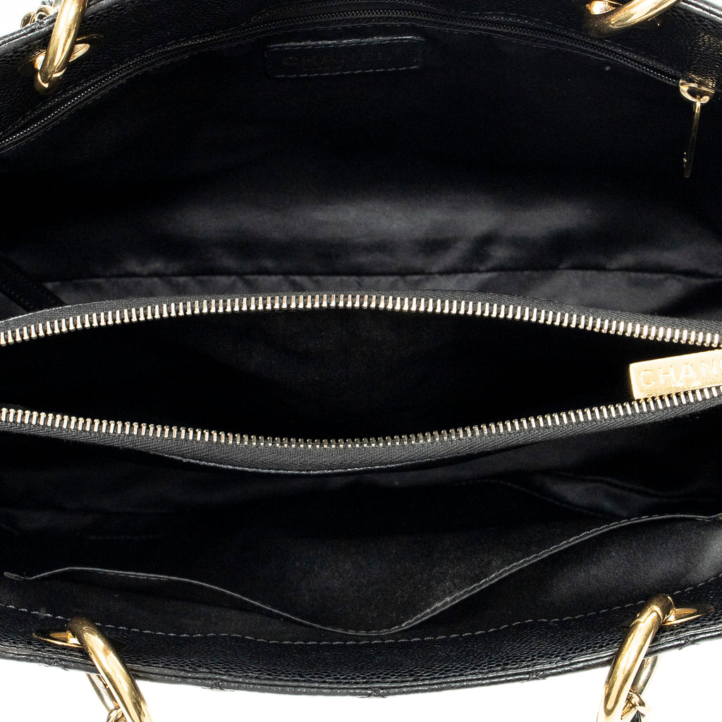 Shoulder Bag Grand Shopping Tote Black Quilted Caviar Leather