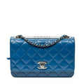 Shoulder Bag Trendy Wallet on Chain Blue Quilted Lambskin Leather
